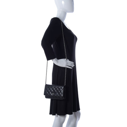 Chanel Lambskin Quilted Wallet On Chain WOC Black 2 of 13