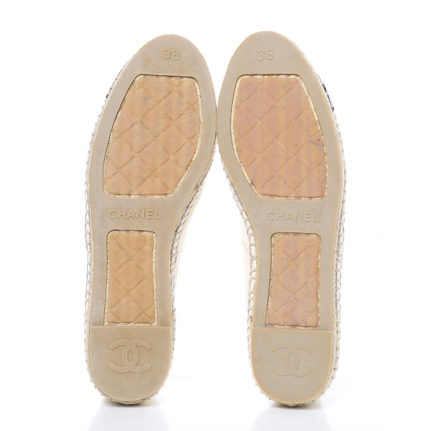 Lambskin CC Espadrilles 38 White Black