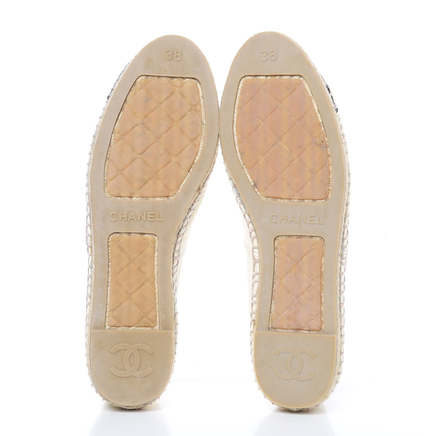 Chanel Lambskin CC Espadrilles 38 White Black 5 of 9