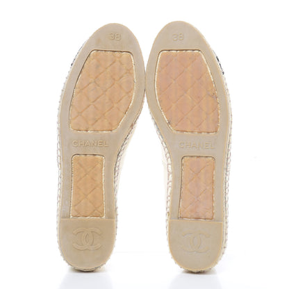 Chanel Lambskin CC Espadrilles 38 White Black 5 of 9