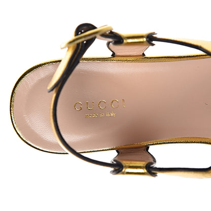 Gucci Metallic Nappa Willow Pearl Thong Sandals 39.5 Gold 6 of 9