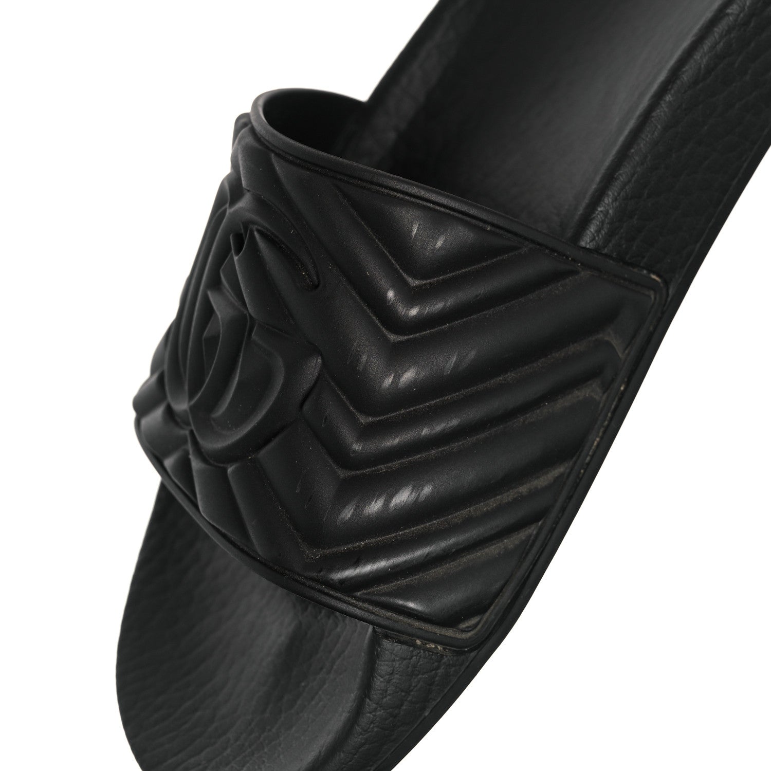 Gucci Rubber Matelasse Womens Slide Sandals 35 Black 8 of 10
