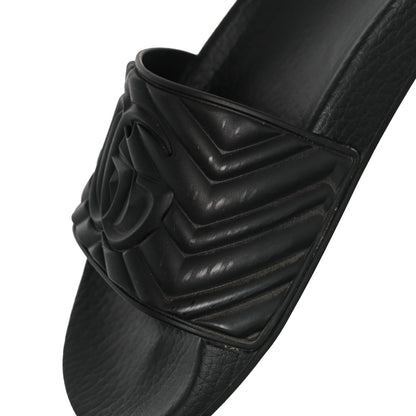 Gucci Rubber Matelasse Womens Slide Sandals 35 Black 8 of 10