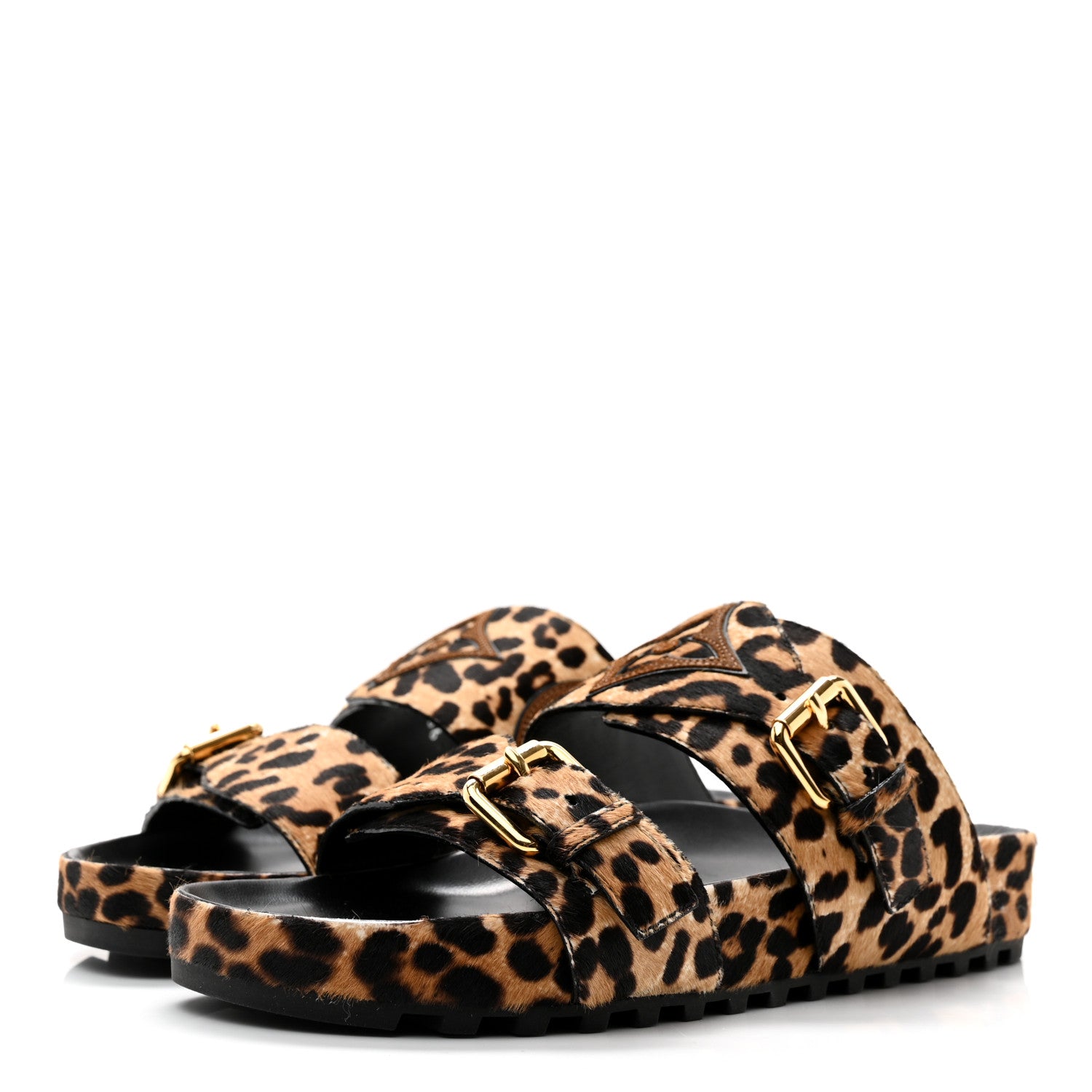 Louis Vuitton Calfskin Pony Hair Leopard Bom Dia Mule Sandals 36 Cognac Brown 3 of 9