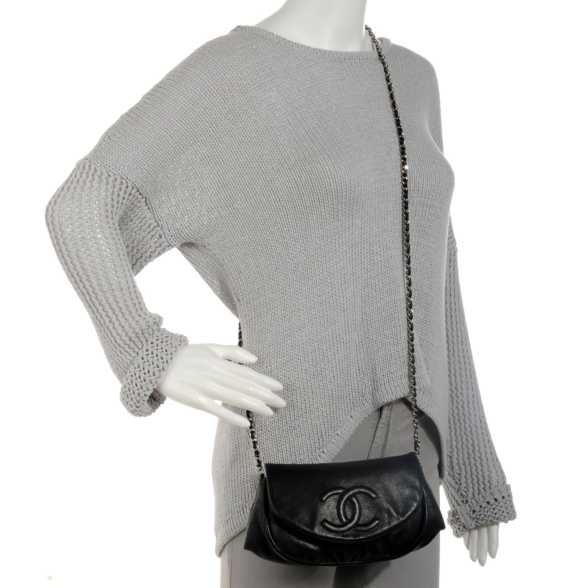 Chanel Caviar Half Moon Wallet On Chain WOC Black 5 of 10