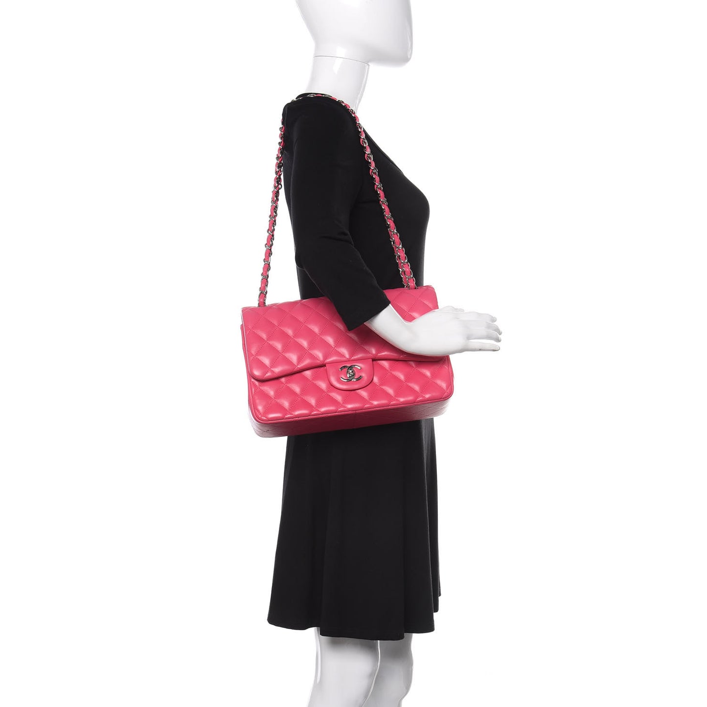 Lambskin Quilted Jumbo Double Flap Dark Pink