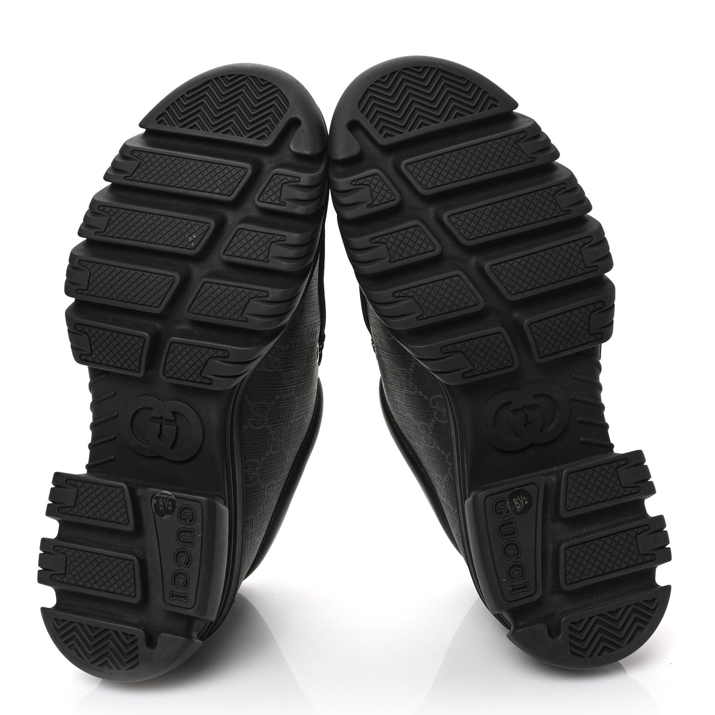 GG Supreme Monogram Quebec Calfskin Retro Interlocking G Mens Platform Derby Loafers 8.5 Black