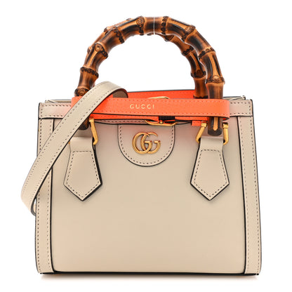 Gucci Wonka Grain Calfskin Mini Diana Tote Bag Mystic White Orange Fluo 1 of 10