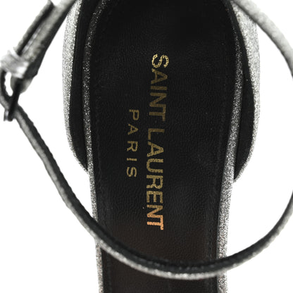 Saint Laurent Glitter Amber 105 Ankle Strap Sandals 37.5 Silver 7 of 13
