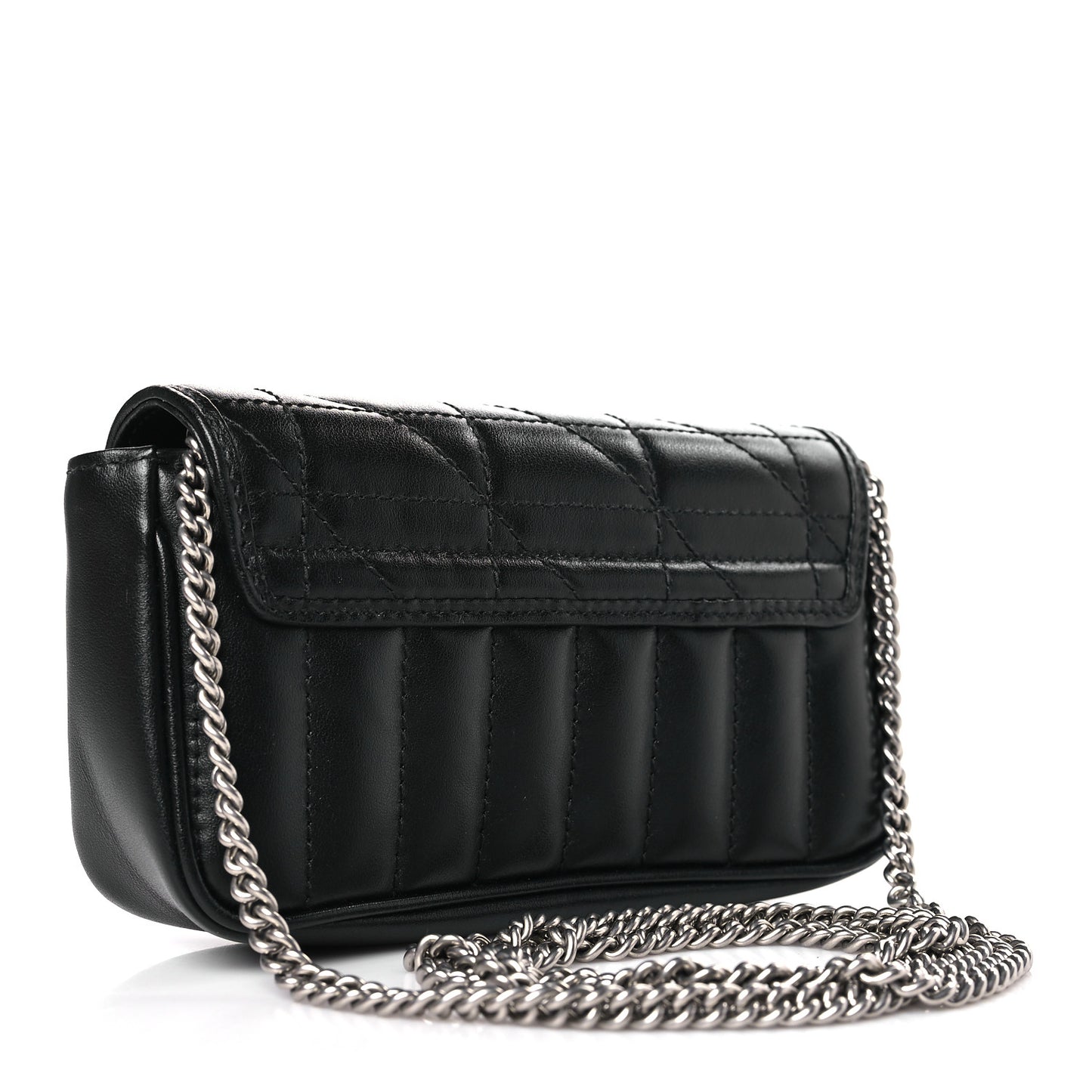Calfskin Matelasse Aria Super Mini GG Marmont Shoulder Bag Black