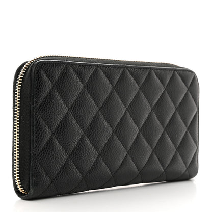 Chanel Caviar Quilted Large Gusset Zip Around Wallet Black 3 of 13