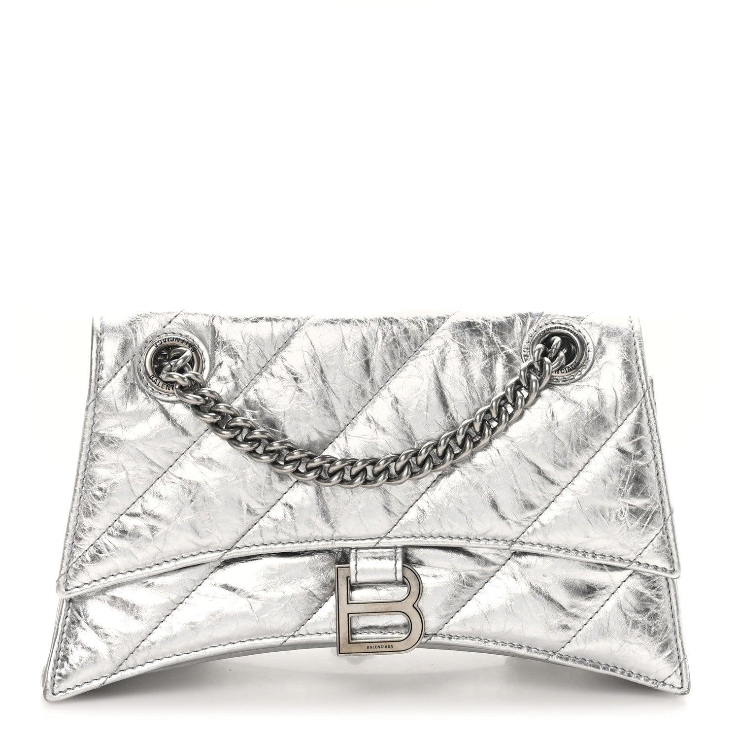 Balenciaga Crushed Calfskin Quilted Small Crush Chain Bag Silver 1 of 10