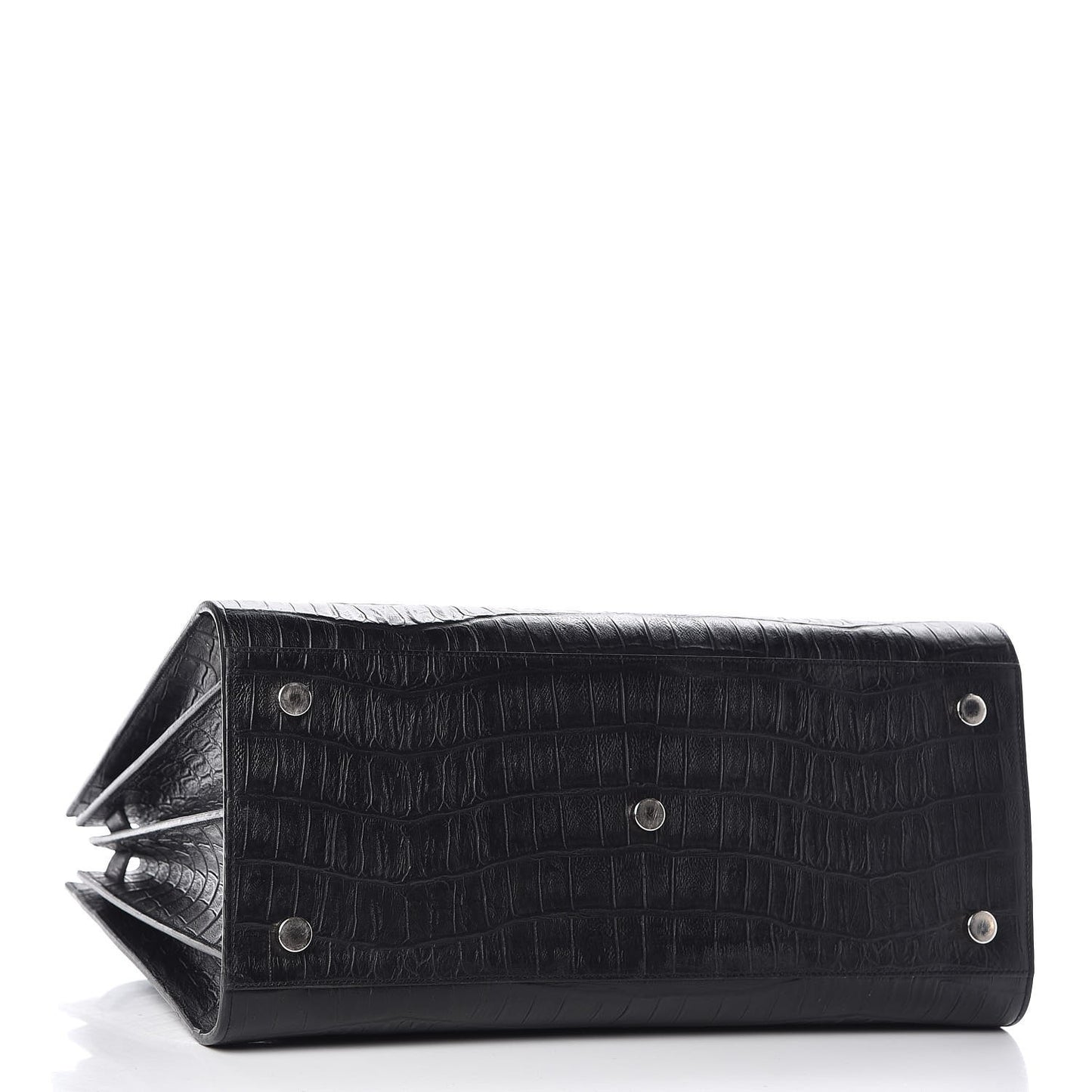 Calfskin Crocodile Embossed Large Sac De Jour Carryall Black
