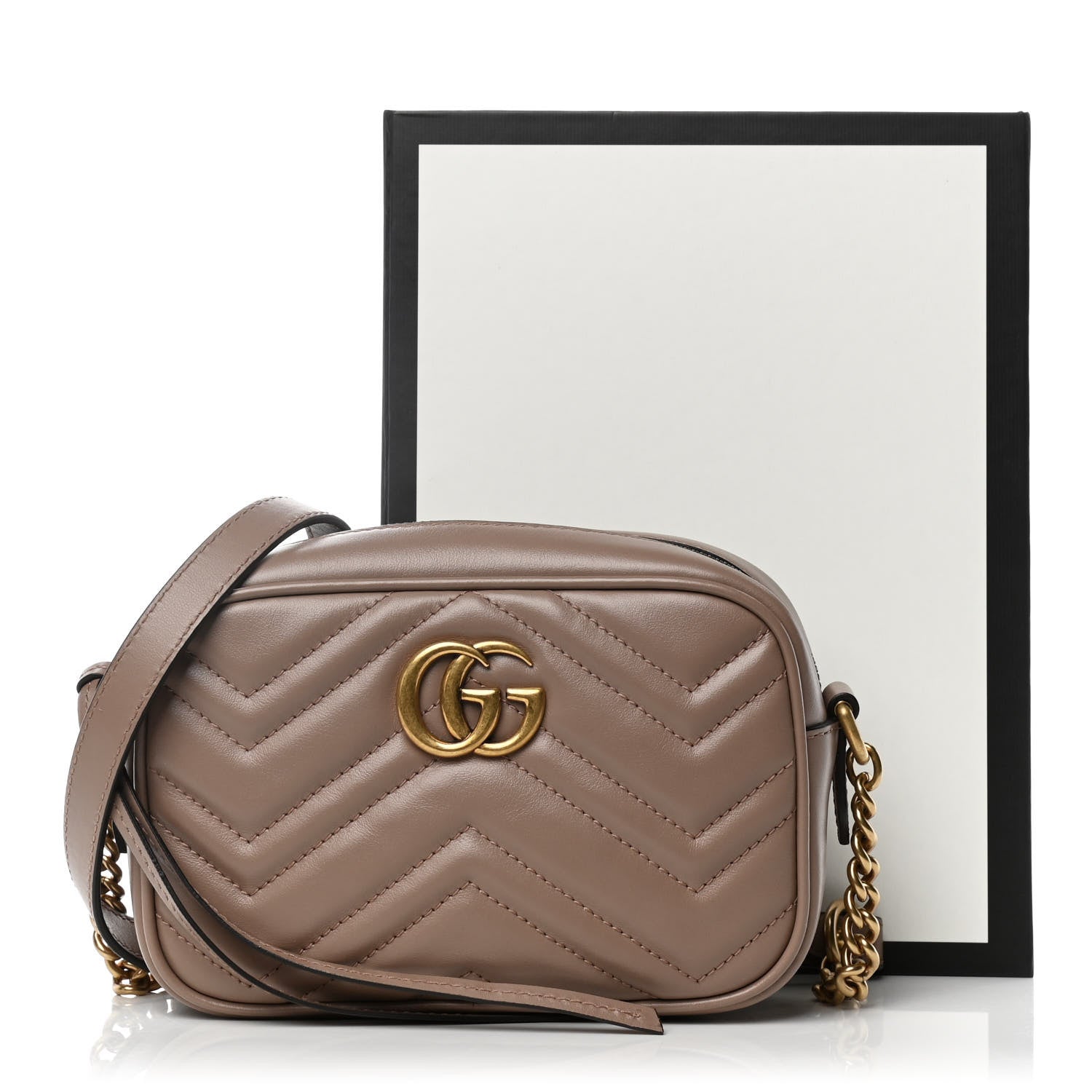 Gucci Calfskin Matelasse Mini GG Marmont Chain Shoulder Bag Porcelain Rose 11 of 11