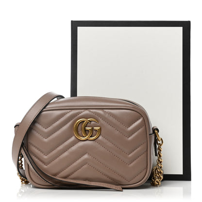 Gucci Calfskin Matelasse Mini GG Marmont Chain Shoulder Bag Porcelain Rose 11 of 11