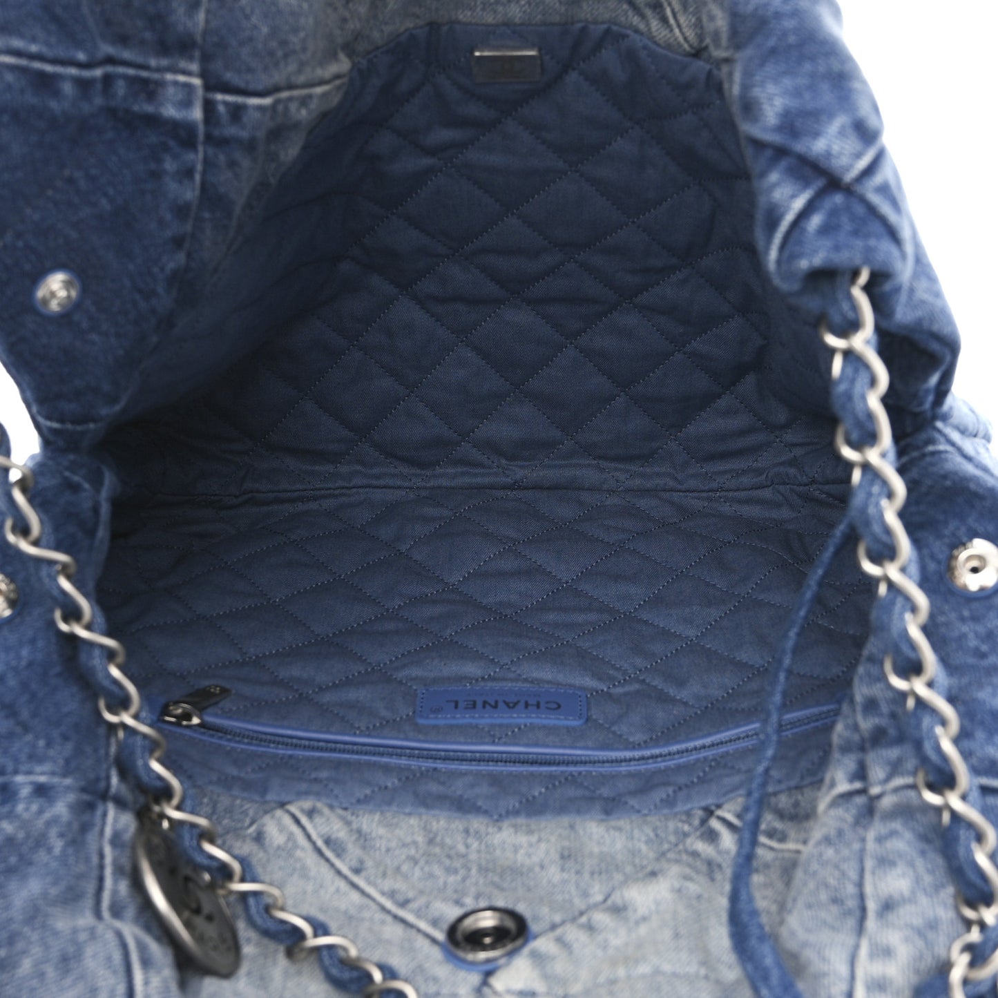 Denim Quilted Small Chanel 22 Blue