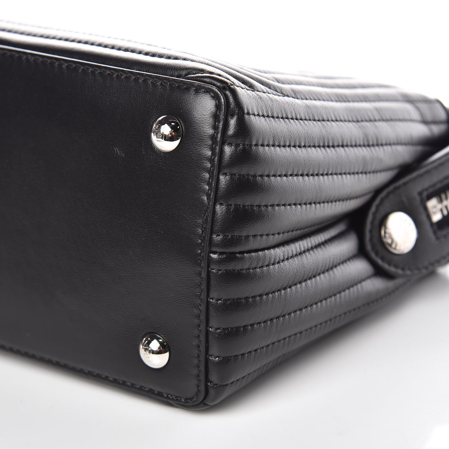Shiny Nappa Trapuntata Small DotCom Click Chain Satchel Black