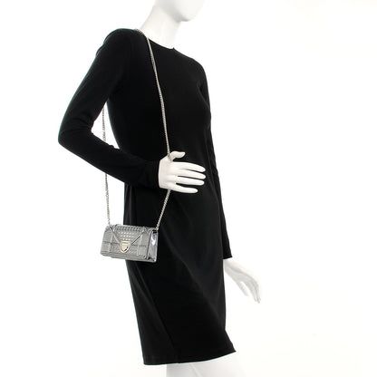 Christian Dior Metallic Patent Micro-Cannage Baby Diorama Flap Bag Silver 2 of 7