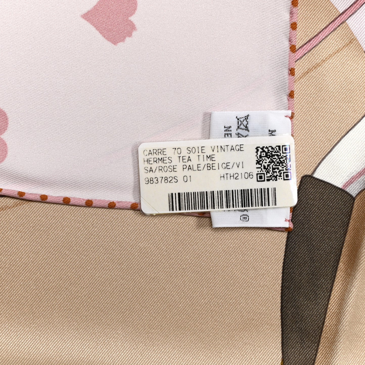 Silk Hermes Tea Time Scarf 70 Rose Pale Beige