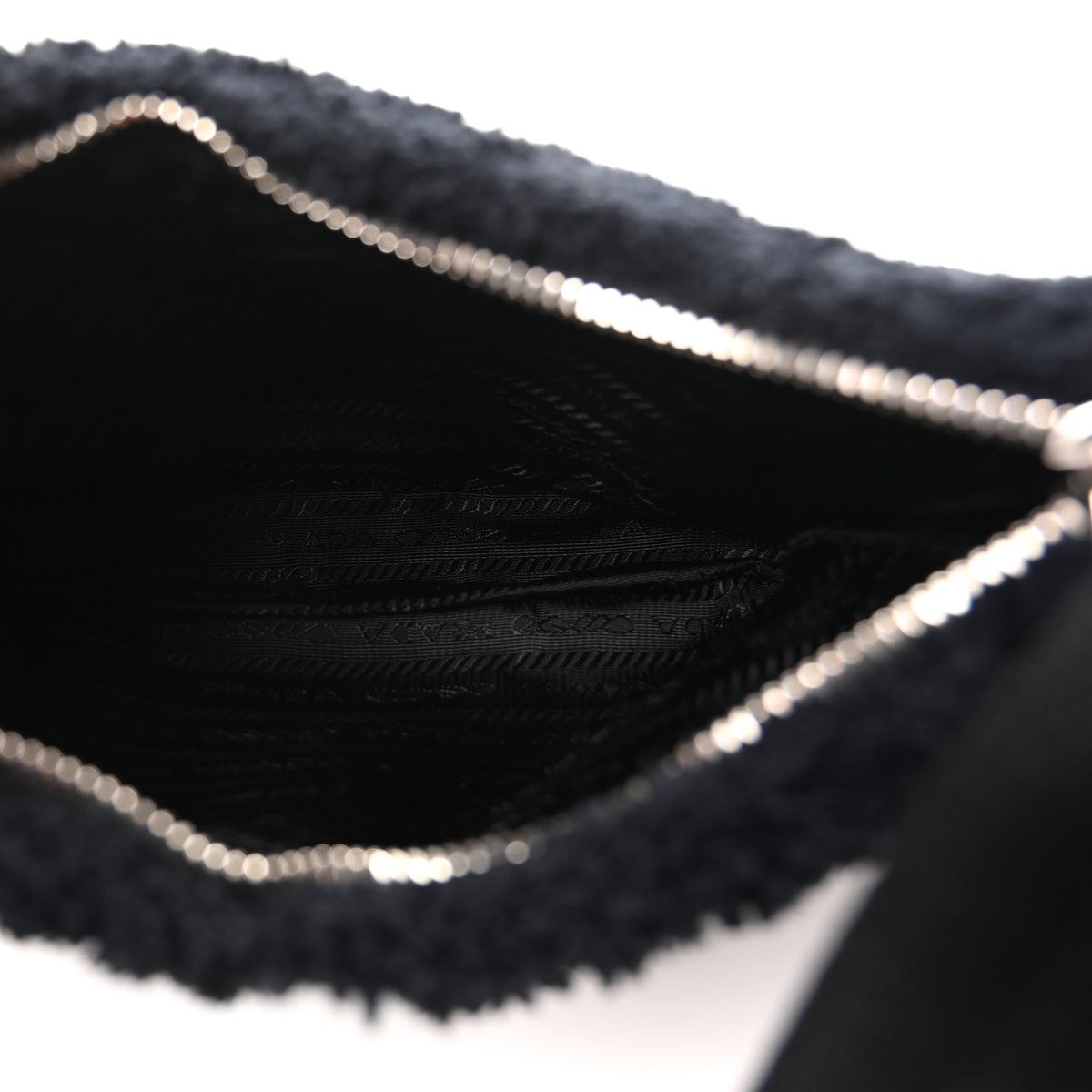 Terry Cloth Mini Re-Edition 2000 Bag Black White