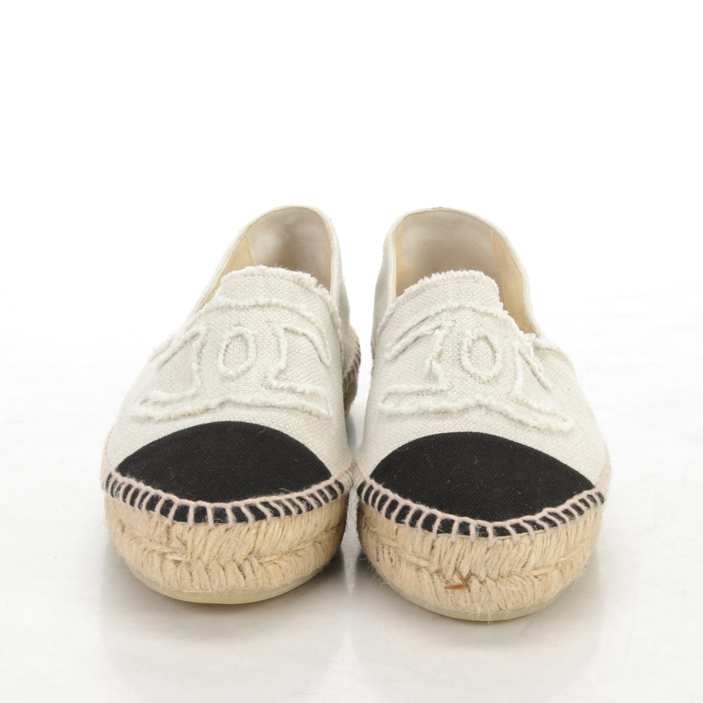 Linen CC Espadrilles 38 Beige Black