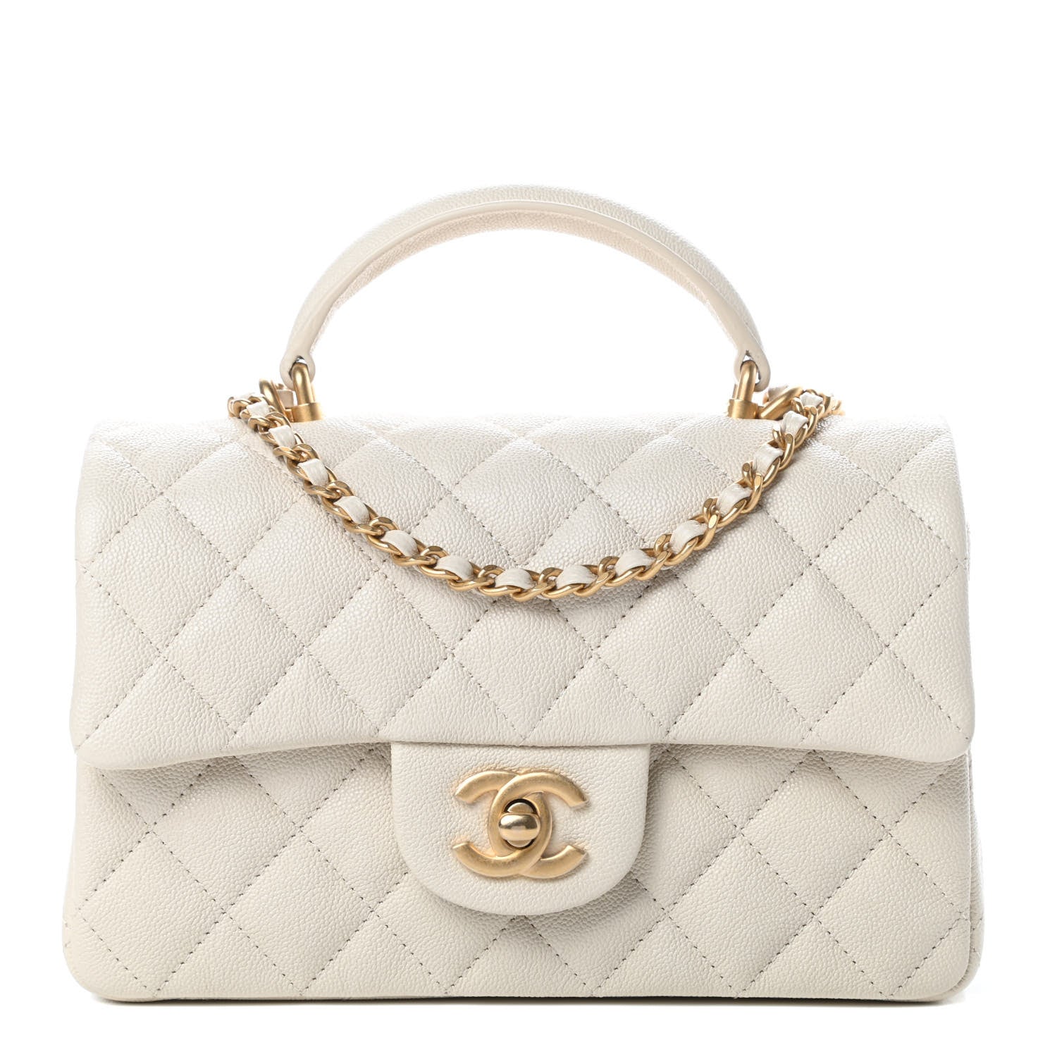 Chanel Caviar Quilted Mini Top Handle Rectangular Flap Beige 1 of 10