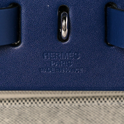 Hermes Vache Hunter Toile H Brides de Gala Herbag Zip Retourne 31 PM Bleu De France Ecru Black 7 of 18