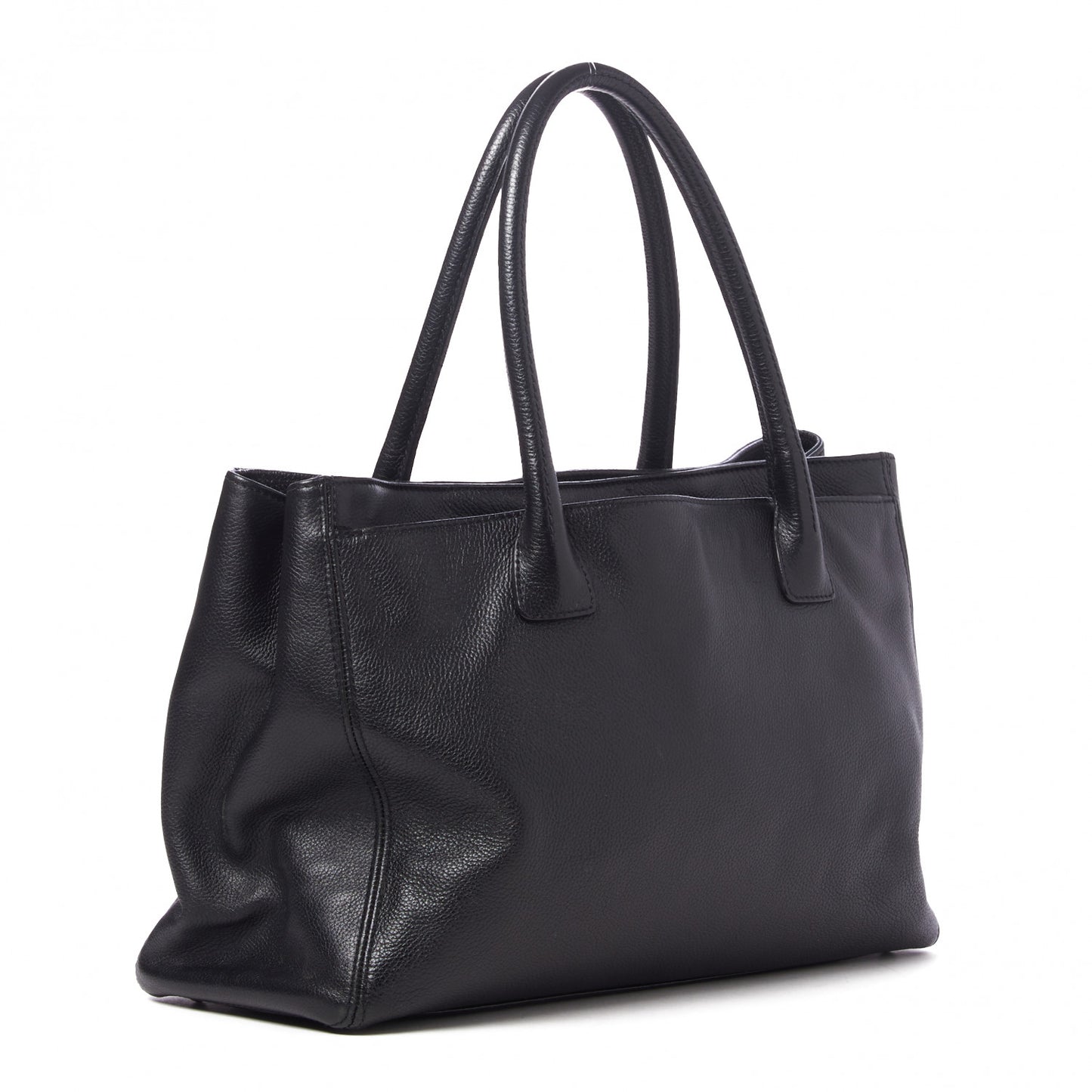 Calfskin Mademoiselle Lock Cerf Executive Shopper Tote Black