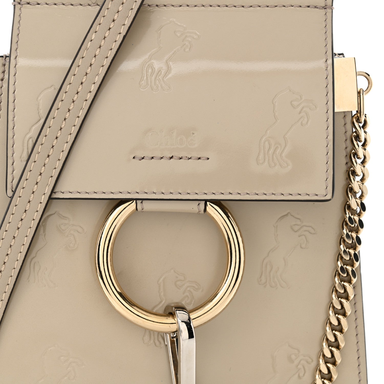 Chloe Patent Calfskin Little Horses Debossed Mini Faye Bag Motty Grey 8 of 10