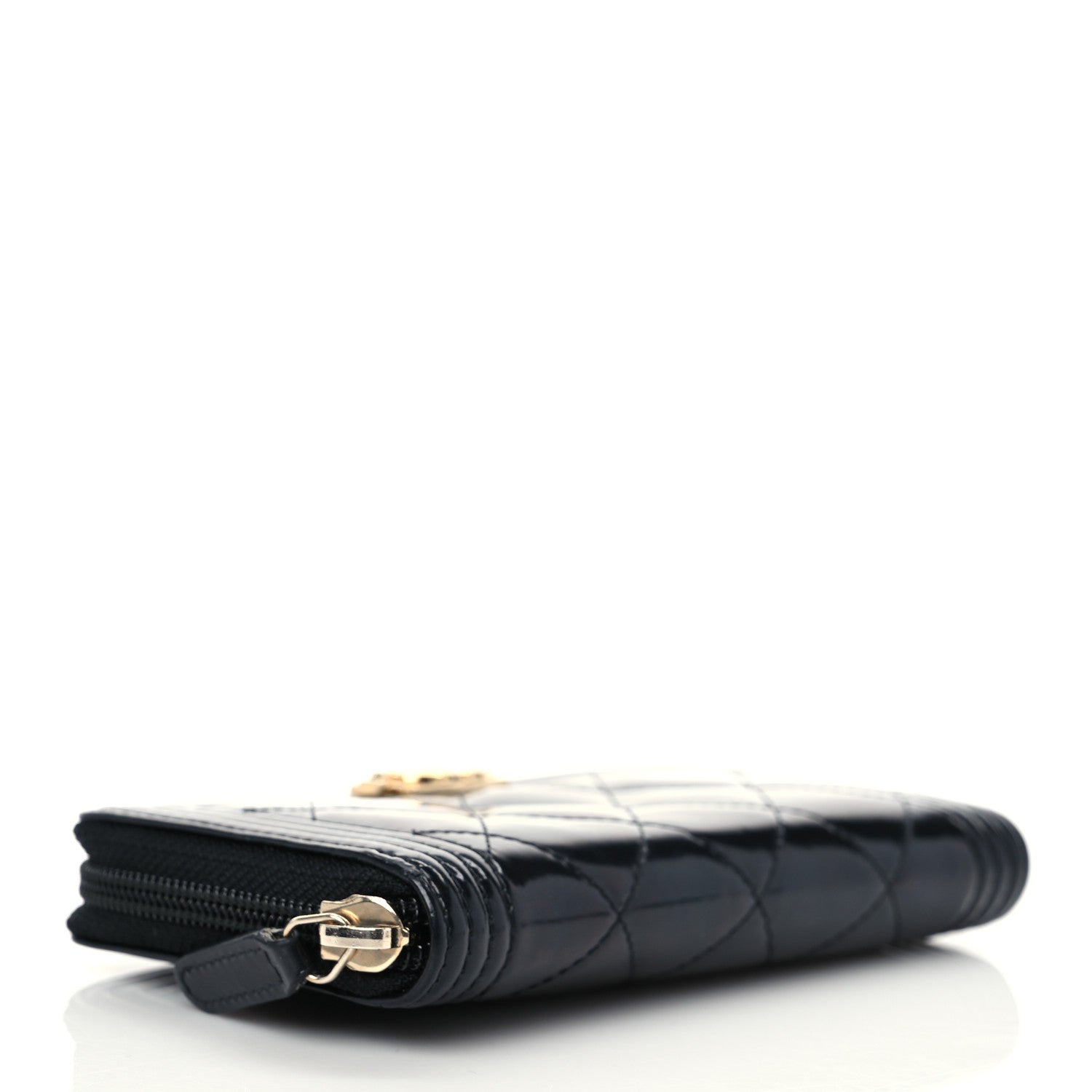 Chanel Patent Quilted Small Boy Zip Around Wallet Black 4 of 8