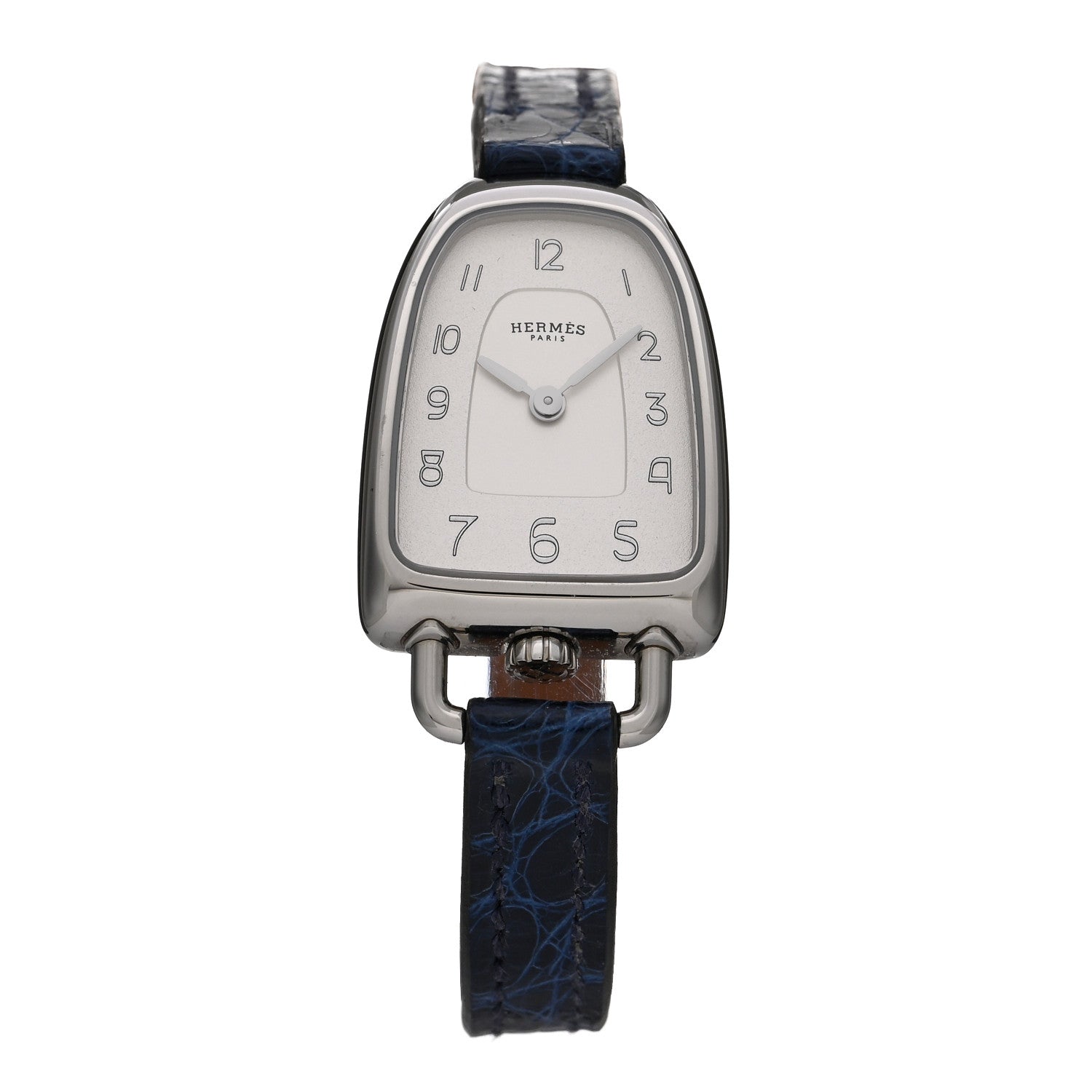 Hermes Stainless Steel Alligator 26mm Galop Quartz Watch Bleu Saphir 1 of 5