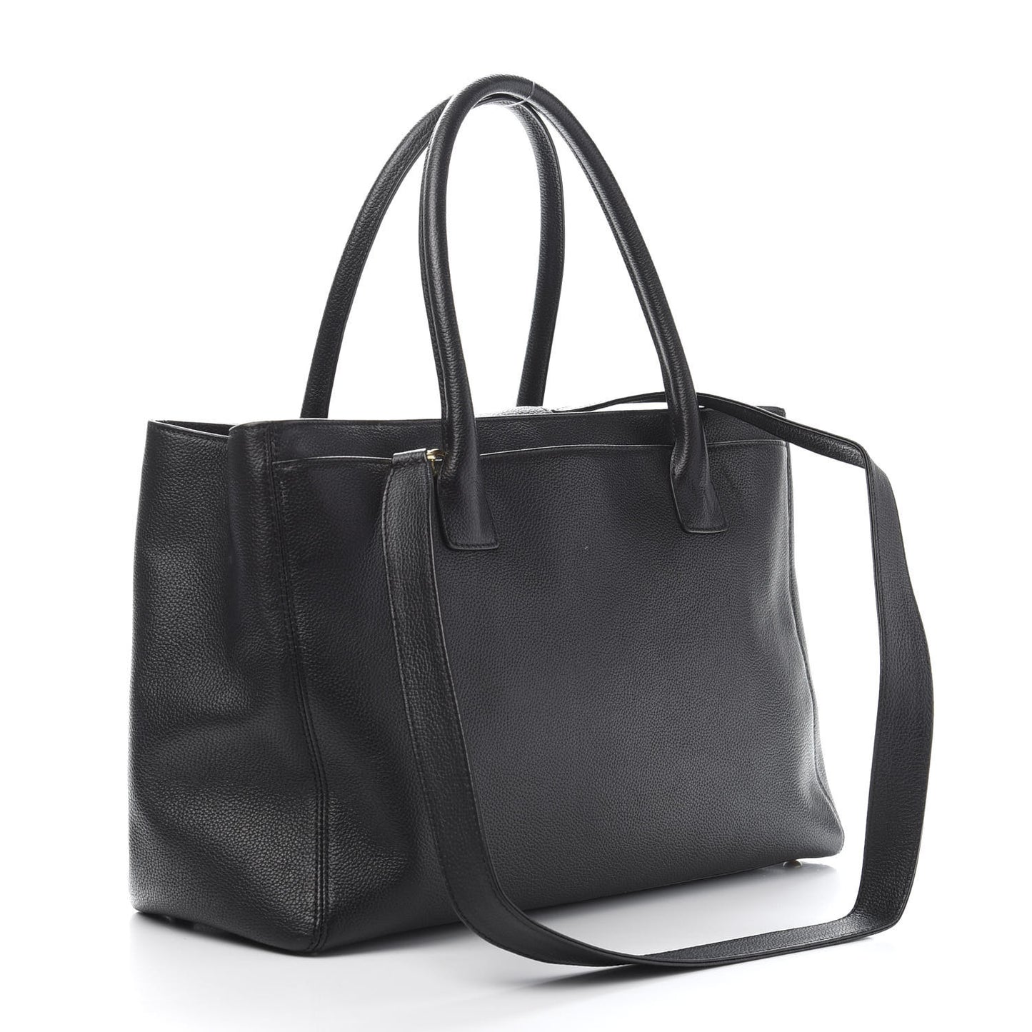Calfskin Cerf Executive Shopper Tote Black