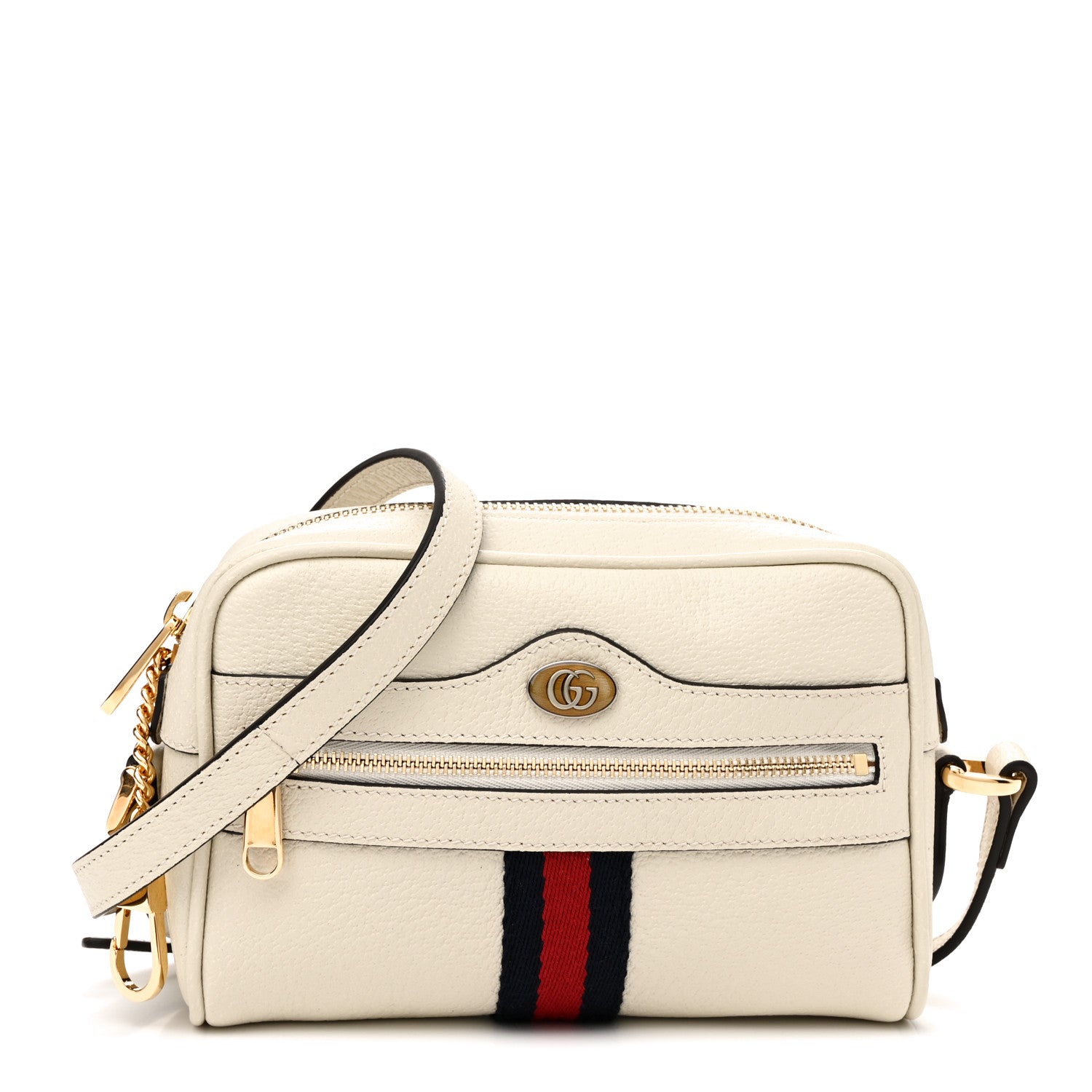 Gucci Textured Dollar Calfskin Web Mini Ophidia Shoulder Bag Mystic White 1 of 13