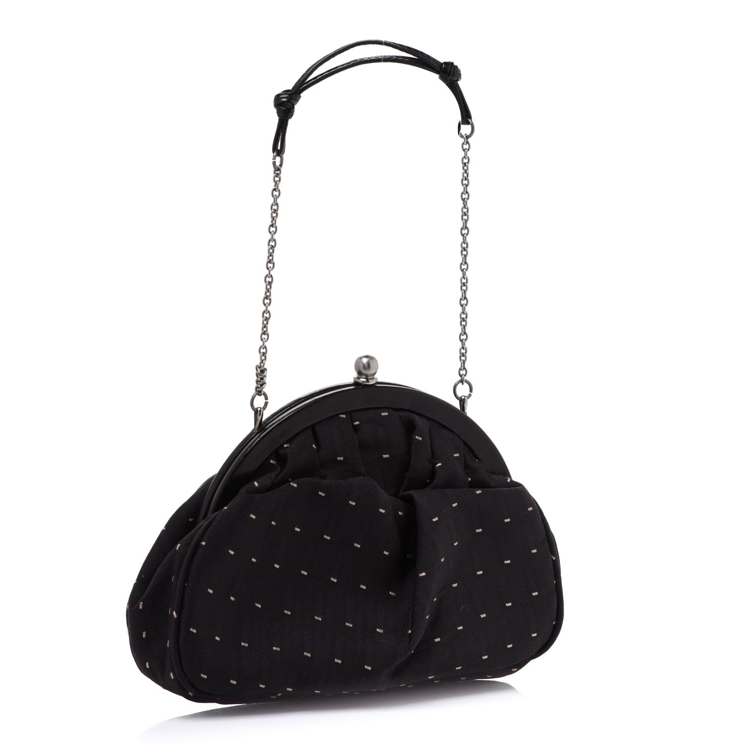 Prada Jacquard Kisslock Shoulder Bag Black 3 of 8