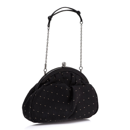 Prada Jacquard Kisslock Shoulder Bag Black 3 of 8