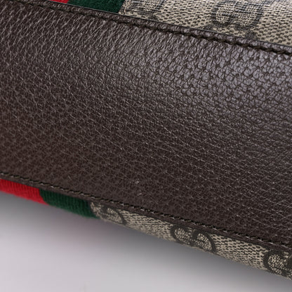 Gucci GG Supreme Monogram Textured Dollar Calfskin Web Small Ophidia Dome Shoulder Bag Beige Ebony New Acero 11 of 13
