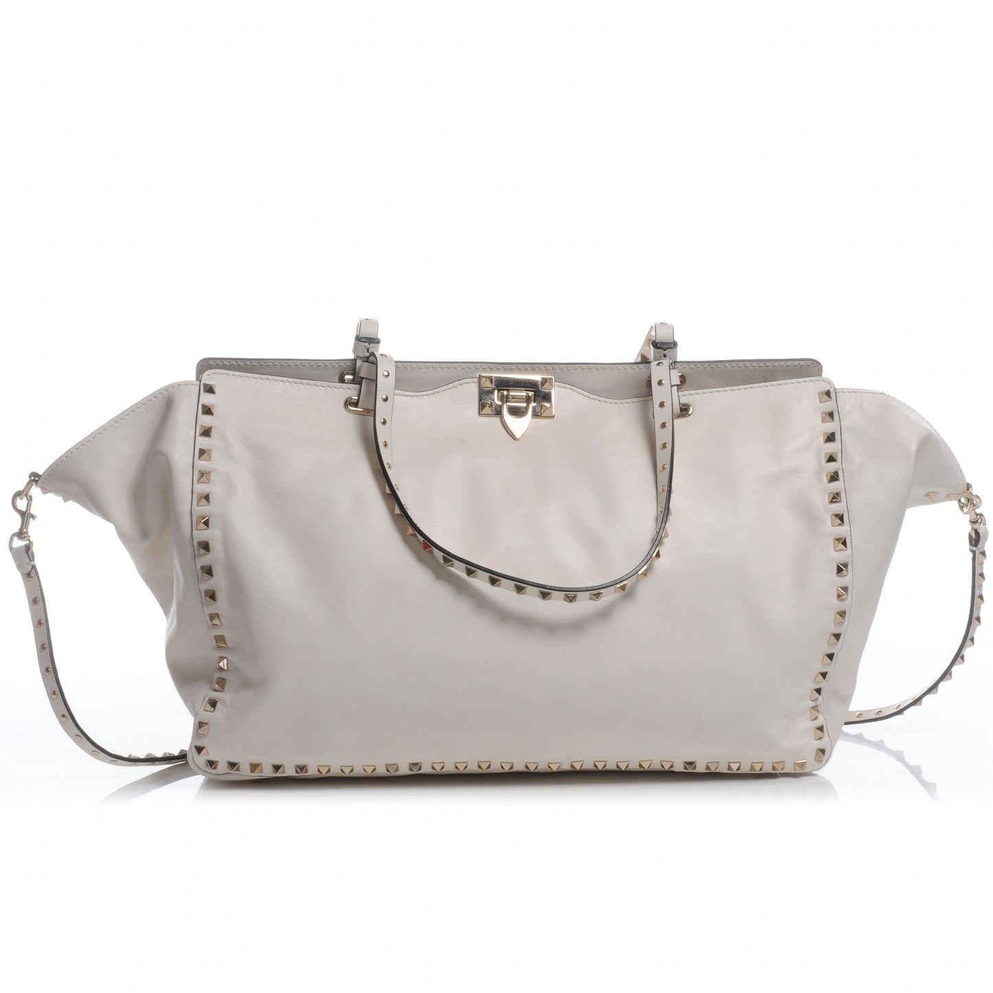Leather Rockstud Tote White