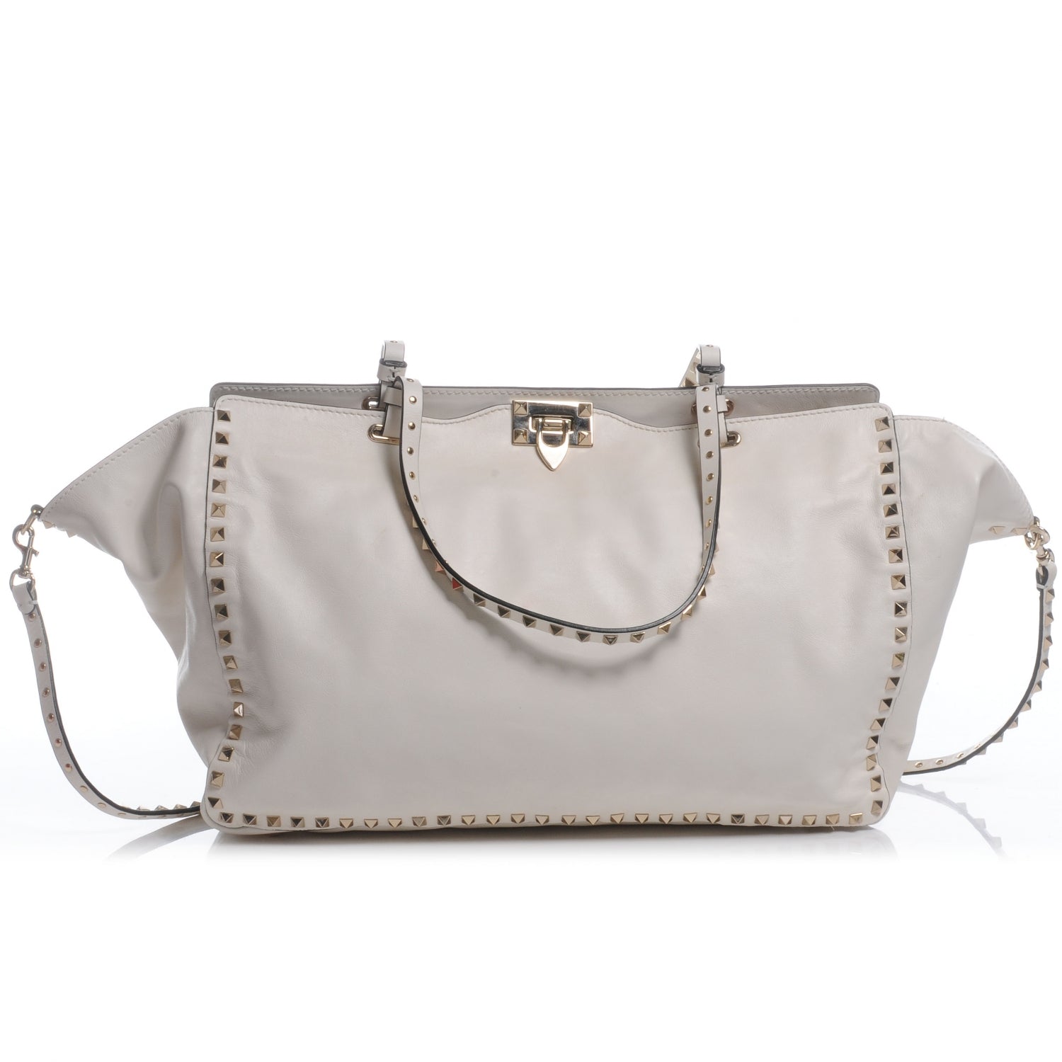 Valentino Garavani Leather Rockstud Tote White 1 of 8