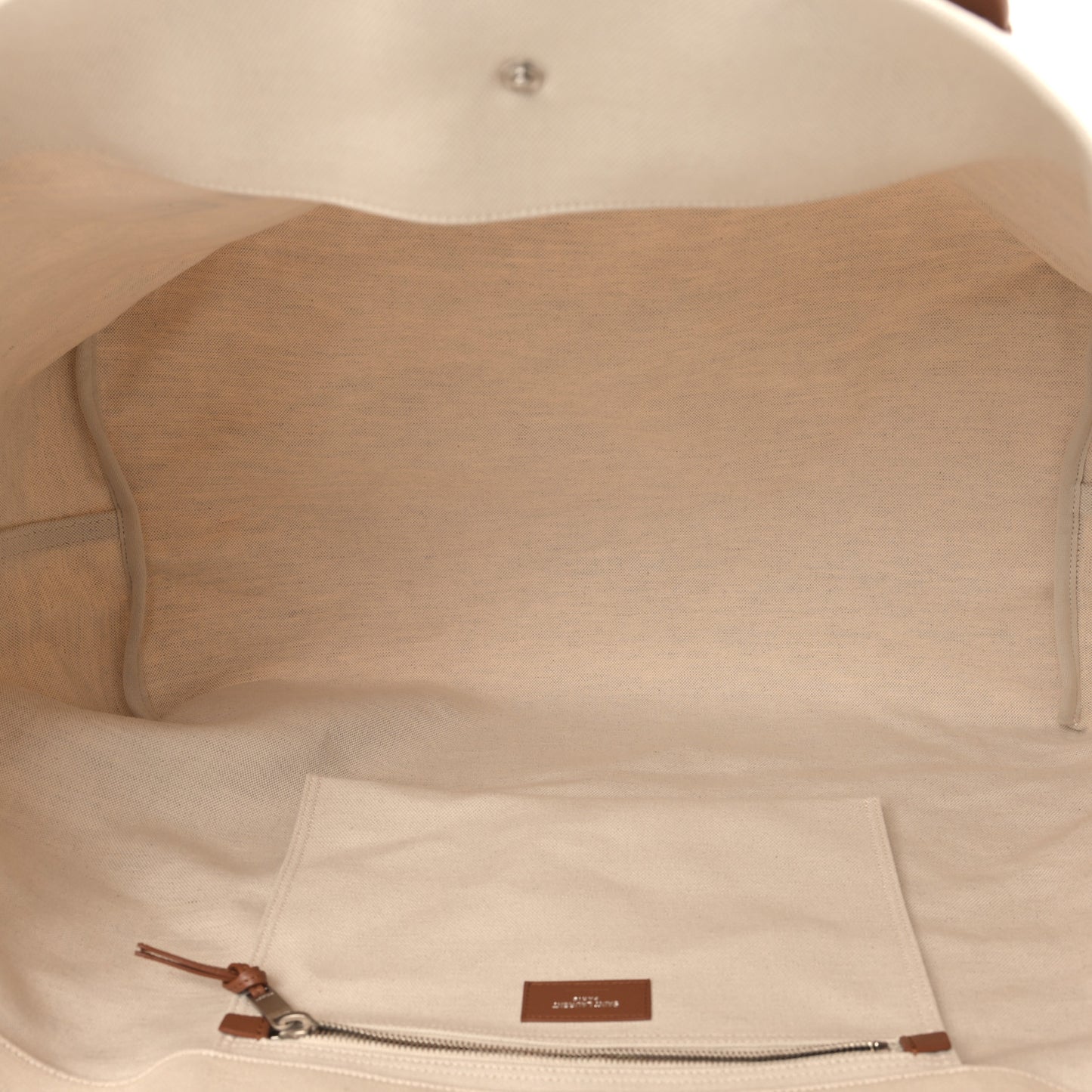 Linen Calfskin Rive Gauche Maxi Tote Grege et Noir