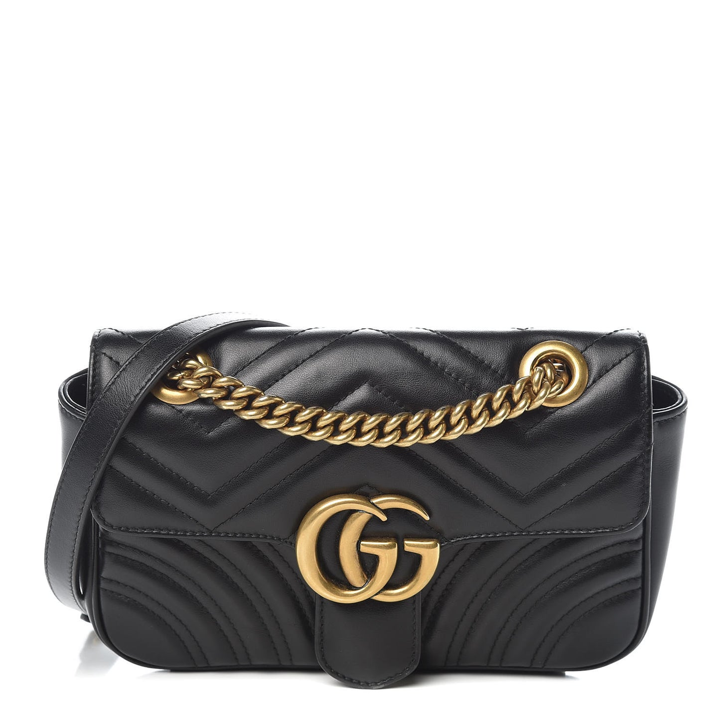 Calfskin Matelasse Mini GG Marmont Shoulder Bag Black