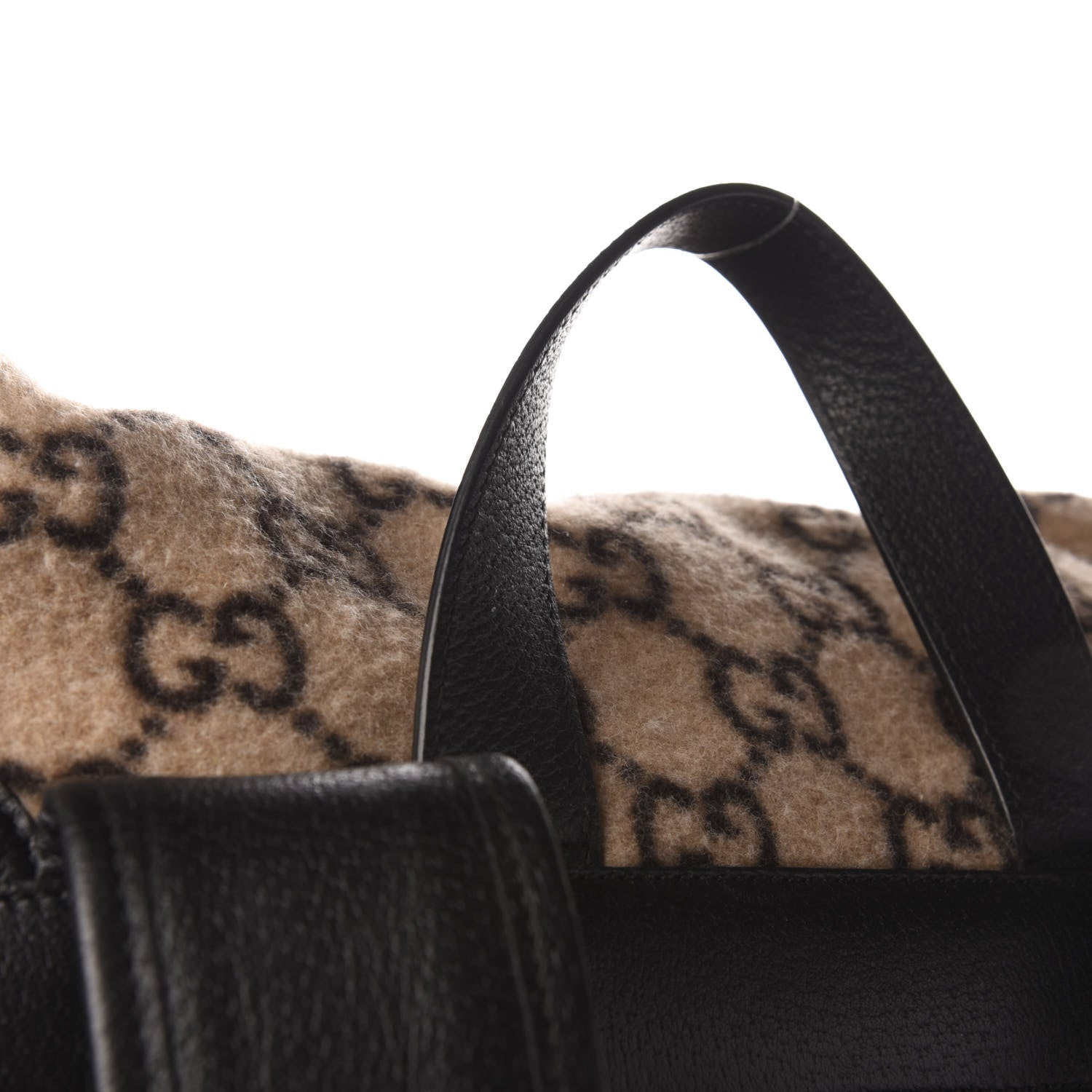 Gucci Covered Wool GG Monogram Large Double Buckle Backpack Beige Ebony Black 12 of 13