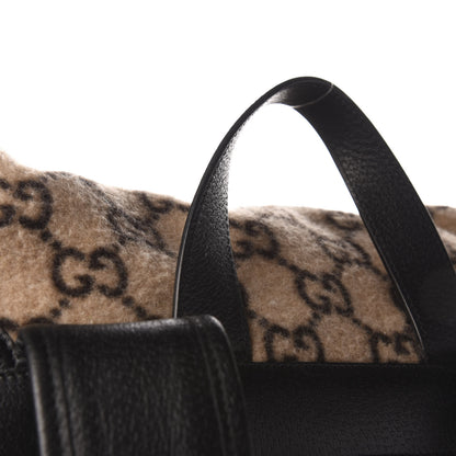 Gucci Covered Wool GG Monogram Large Double Buckle Backpack Beige Ebony Black 12 of 13