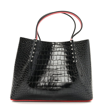 Christian Louboutin Alligator Embossed Calfskin Spiked Large Cabarock Shopper Tote Black 1 of 8