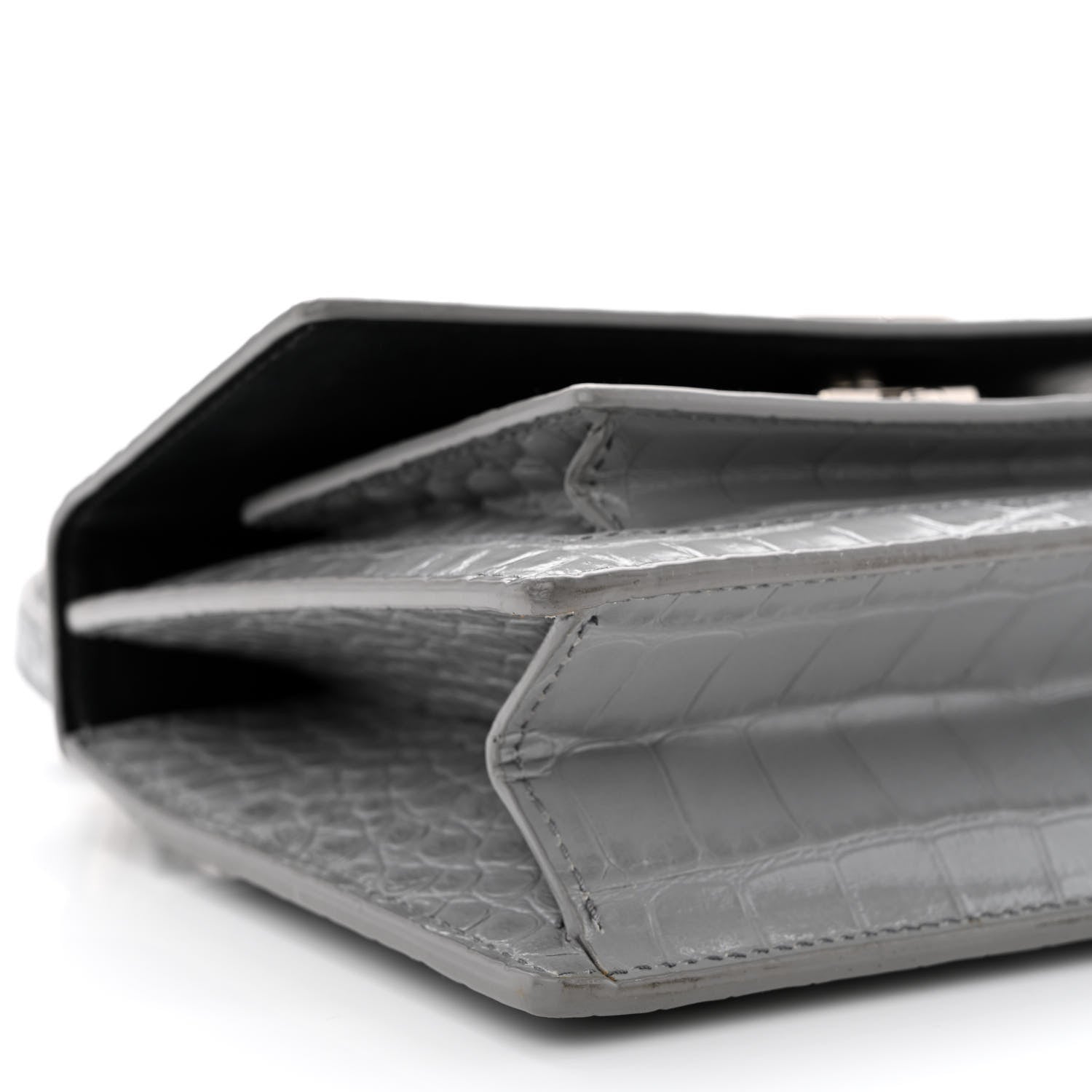 Balenciaga Shiny Calfskin Crocodile Embossed XS Sharp Top Handle Bag Balenciaga Grey 9 of 13