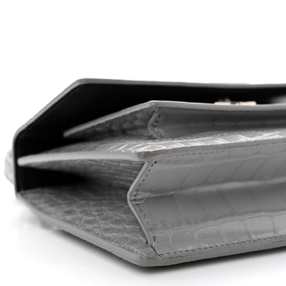 Balenciaga Shiny Calfskin Crocodile Embossed XS Sharp Top Handle Bag Balenciaga Grey 9 of 13