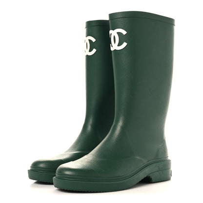 Chanel Caoutchouk CC High Boots 39 Dark Green 3 of 7