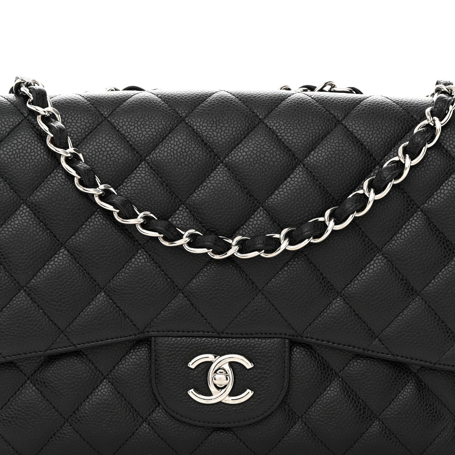 Chanel Caviar Quilted Jumbo Single Flap Black 8 of 10