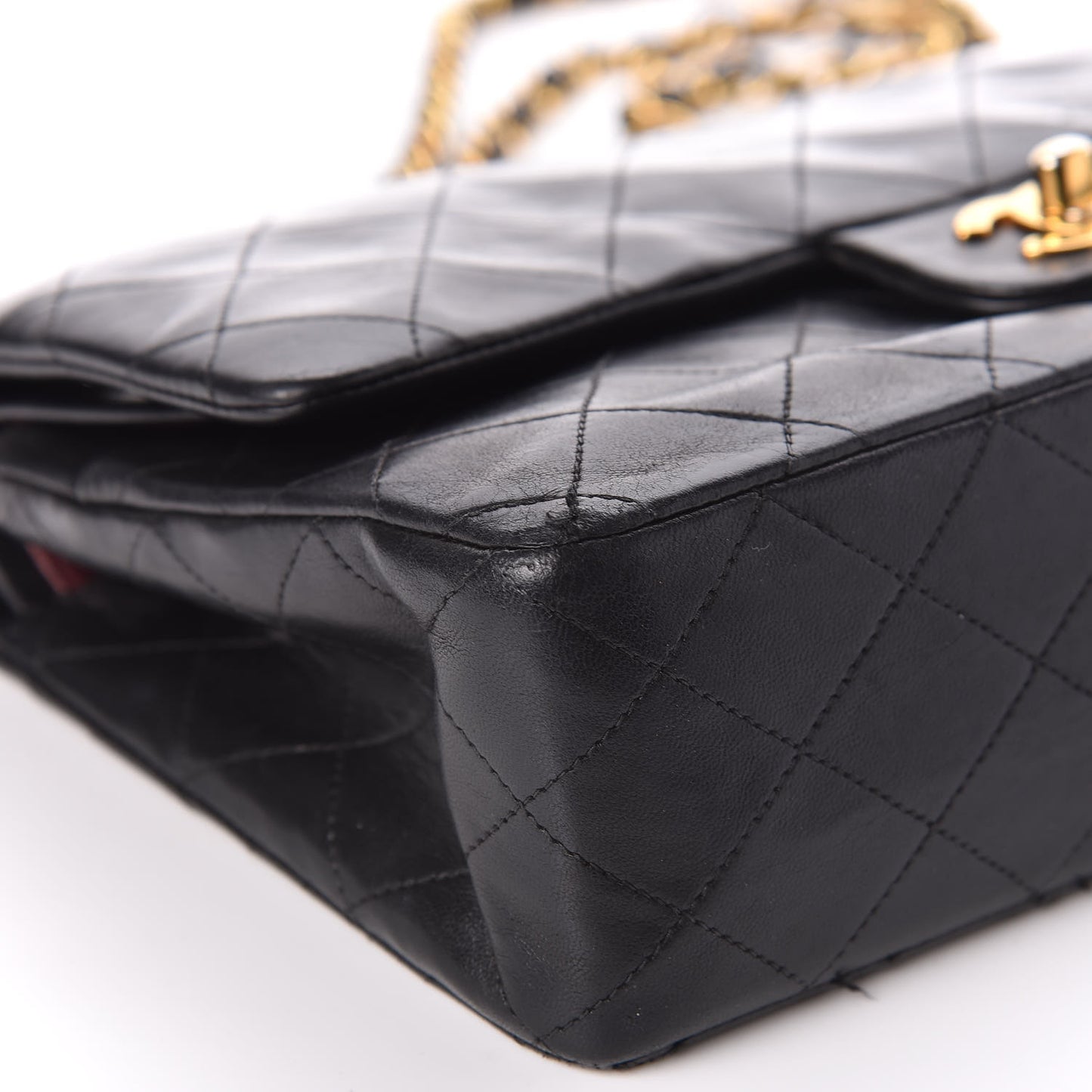 Lambskin Quilted Medium Double Flap Black