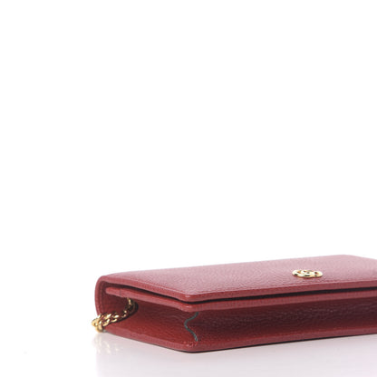 Gucci Dollar Calfskin Mini GG Marmont Chain Wallet Hibiscus Red 6 of 11