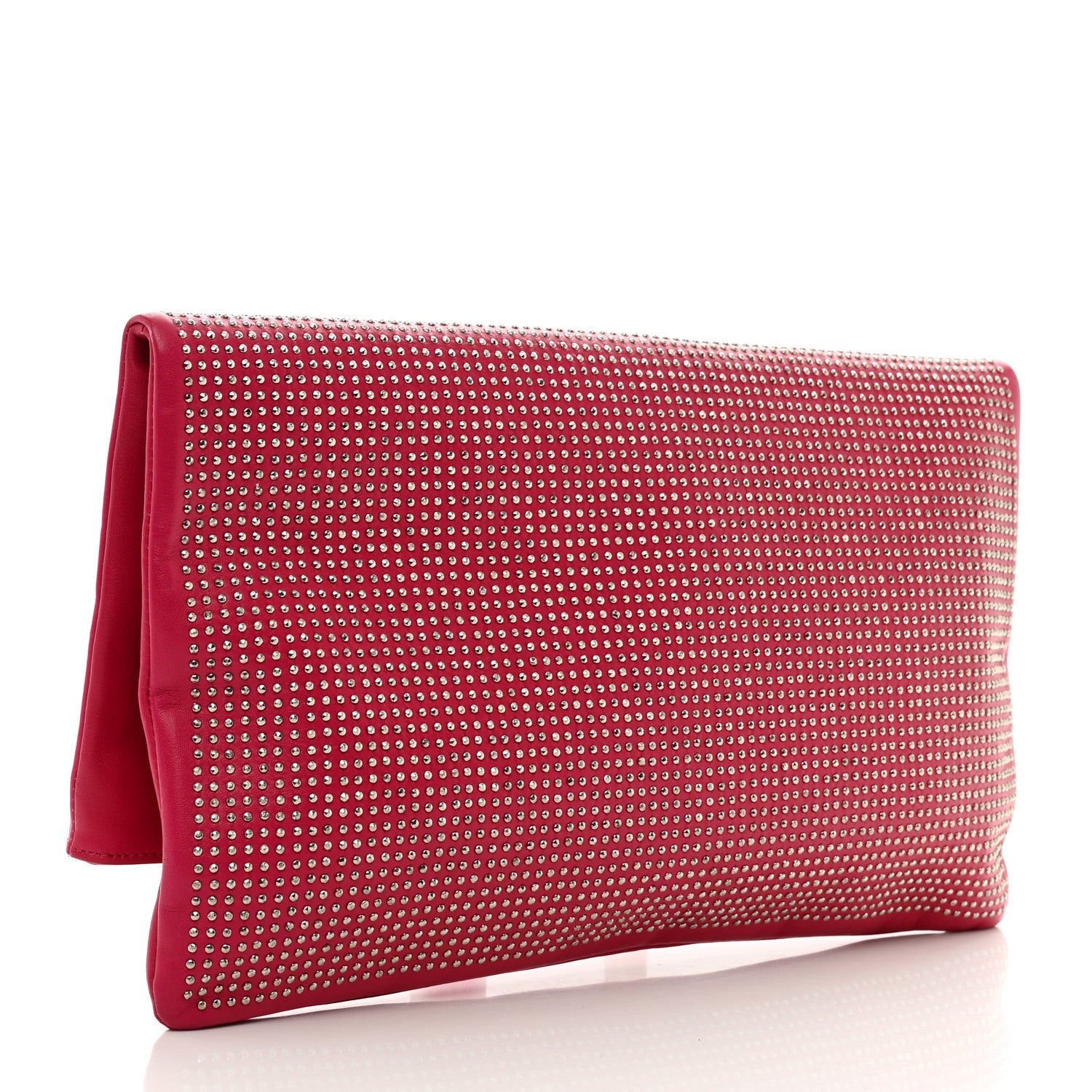 Saint Laurent Smooth Calfskin Studded Letters Fold-Over Clutch Fuchsia 3 of 6